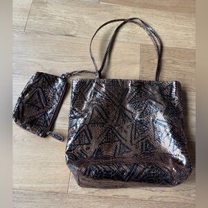 Vintage 80’s falchi by falchi gold metallic faux snake skin purse